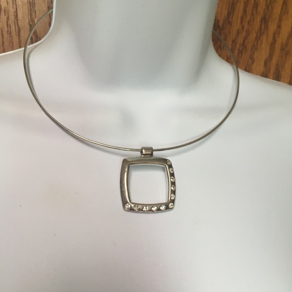 Vintage Silver Rhinestone choker necklace